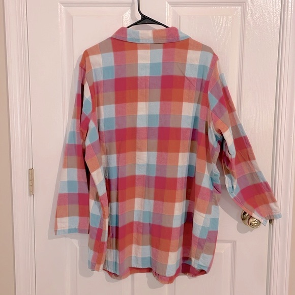 Woman Within long sleeve Soft Plaid Flannel Top Size 1X - Picture 6 of 8